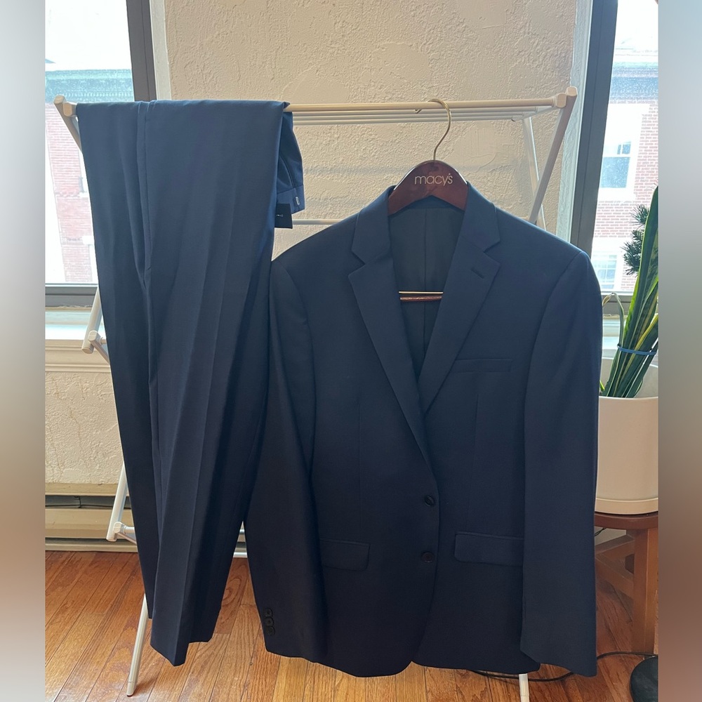 Navy Calvin Klein Wool Suit - 38R